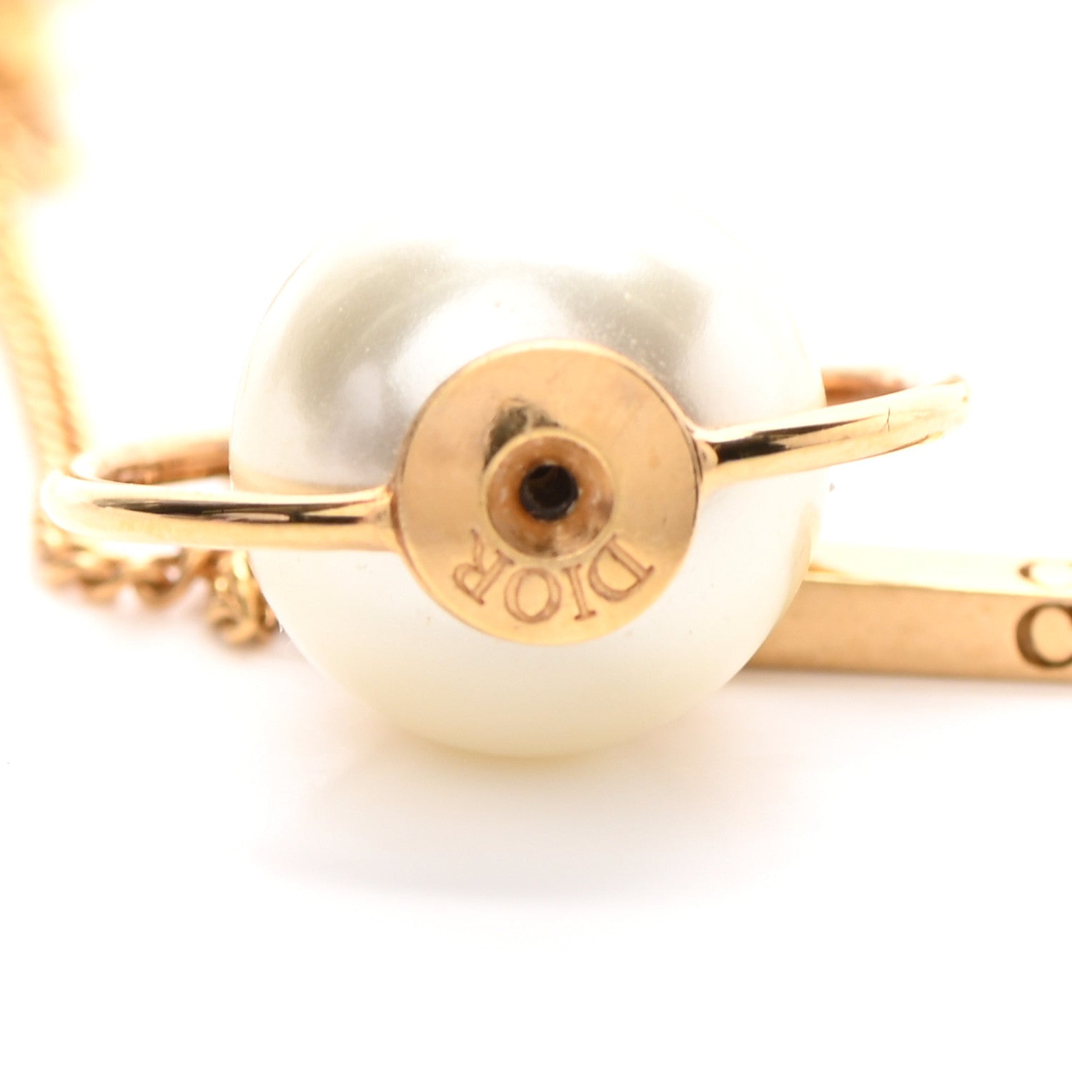 Christian Dior Pearl Tribales Dangle Chain Earrings Gold 4 of 4