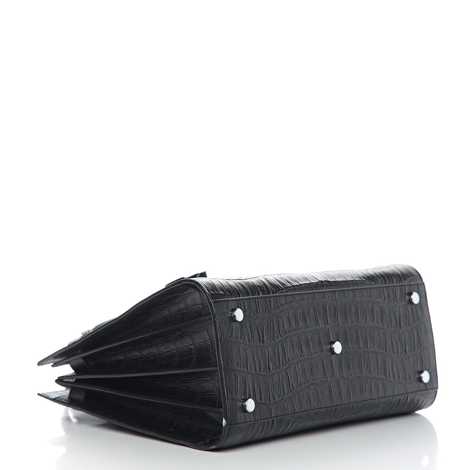 Saint Laurent Calfskin Crocodile Embossed Small Sac de Jour Black 3 of 9