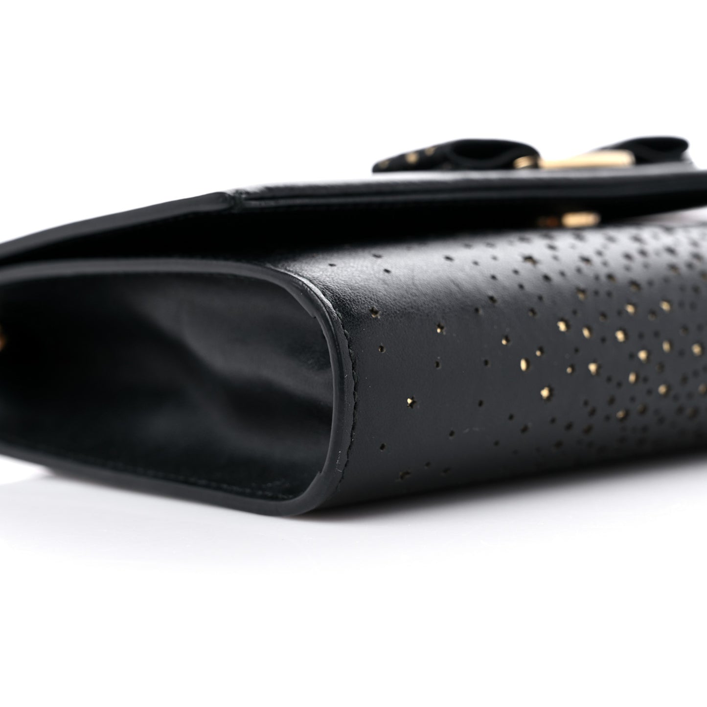 Laser Cut Calfskin Vara Bow Shoulder Bag Black