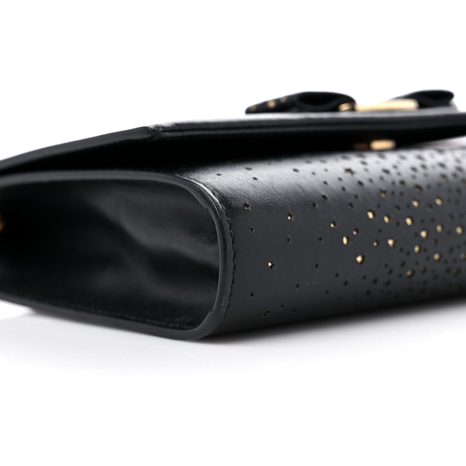 Salvatore Ferragamo Laser Cut Calfskin Vara Bow Shoulder Bag Black 7 of 9