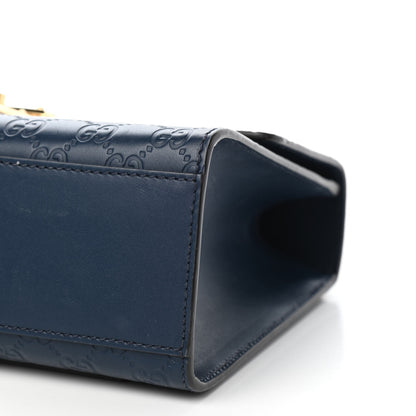 Gucci Guccissima Medium Padlock Shoulder Bag Blue Agata 9 of 10