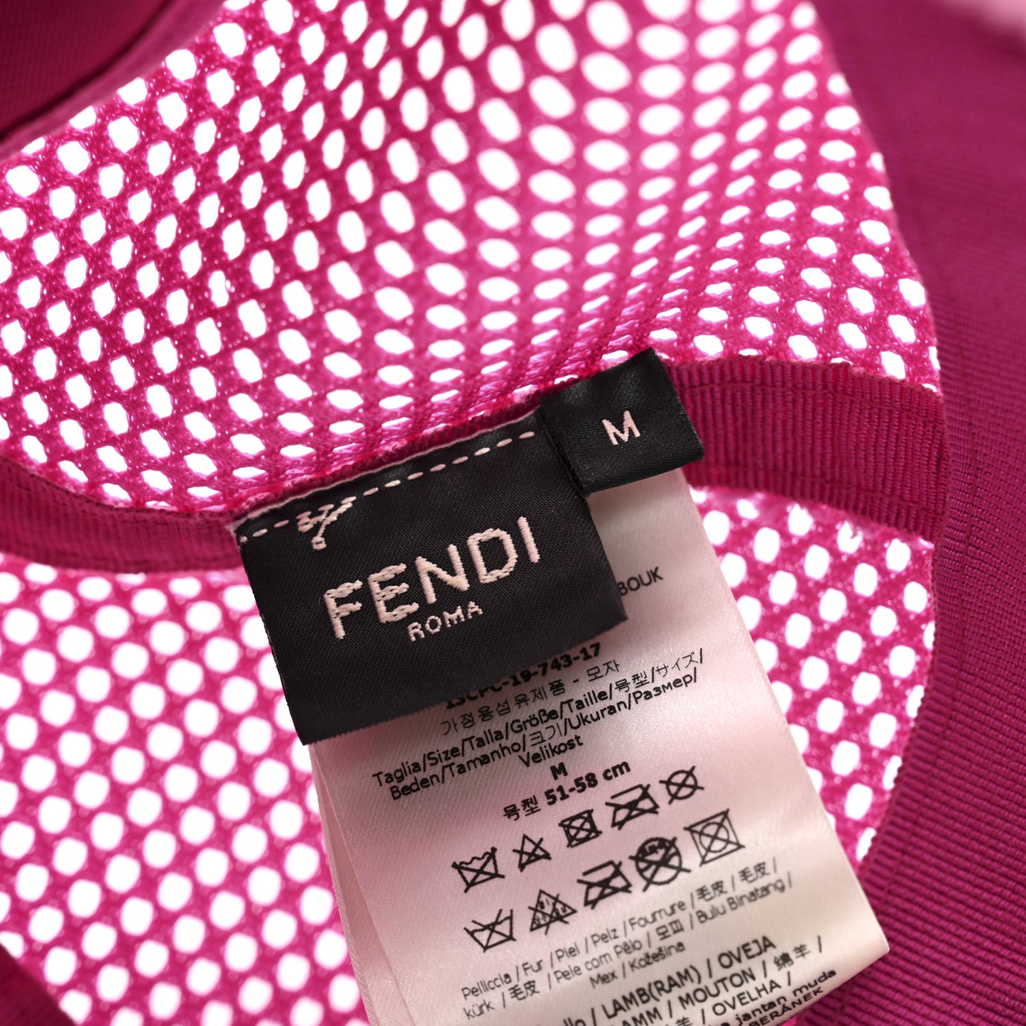Cotton Shearling FF Baseball Hat M Fucshia
