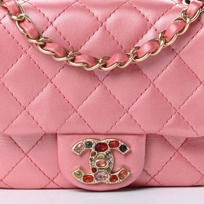 Chanel Iridescent Lambskin Quilted Precious Jewel Mini Square Flap Pink 8 of 11