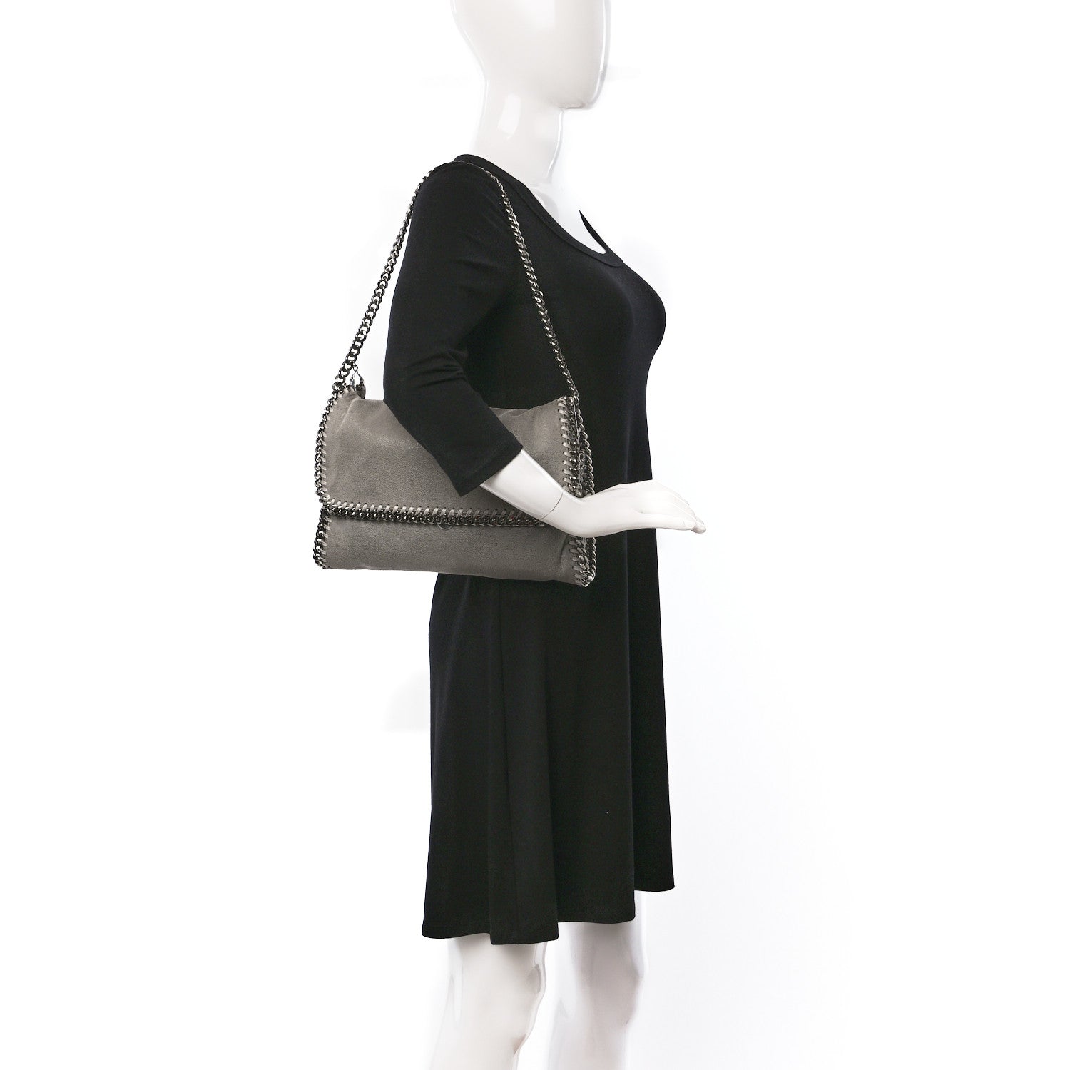 Stella McCartney Shaggy Deer Falabella Crossbody Clutch Light Grey 2 of 10