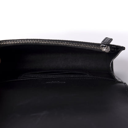 Saint Laurent Calfskin Crocodile Embossed Monogram Kate Belt Bag Black 5 of 10