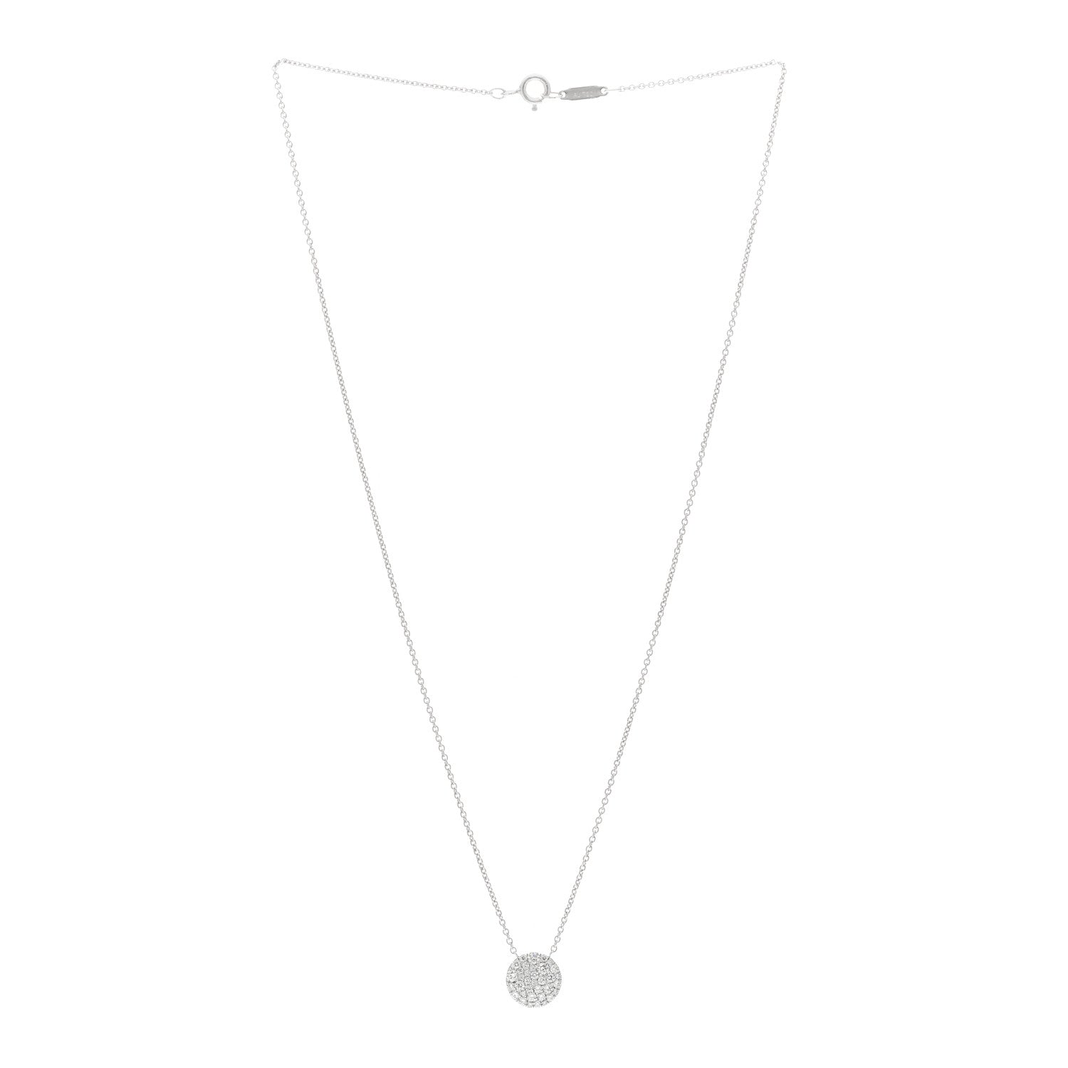 Tiffany 18k White Gold Diamond Metro Round Pendant Necklace 3 of 5