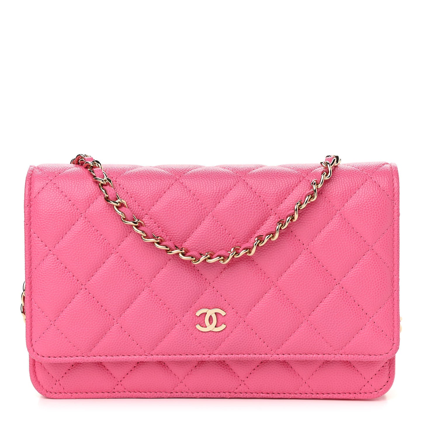 Caviar Quilted Wallet on Chain WOC Pink