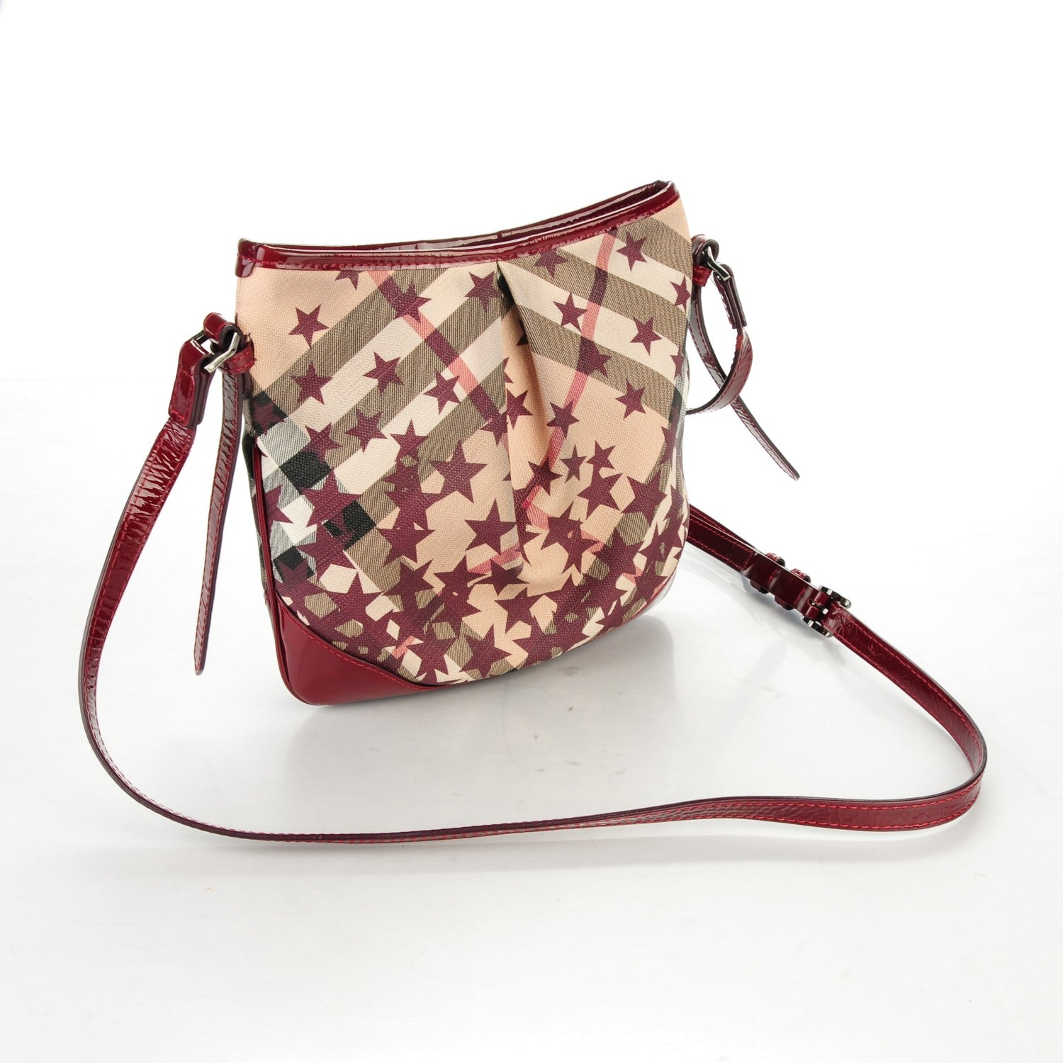 Burberry Patent Supernova Check Stars Small Julia Crossbody Bag Berry Red 3 of 10