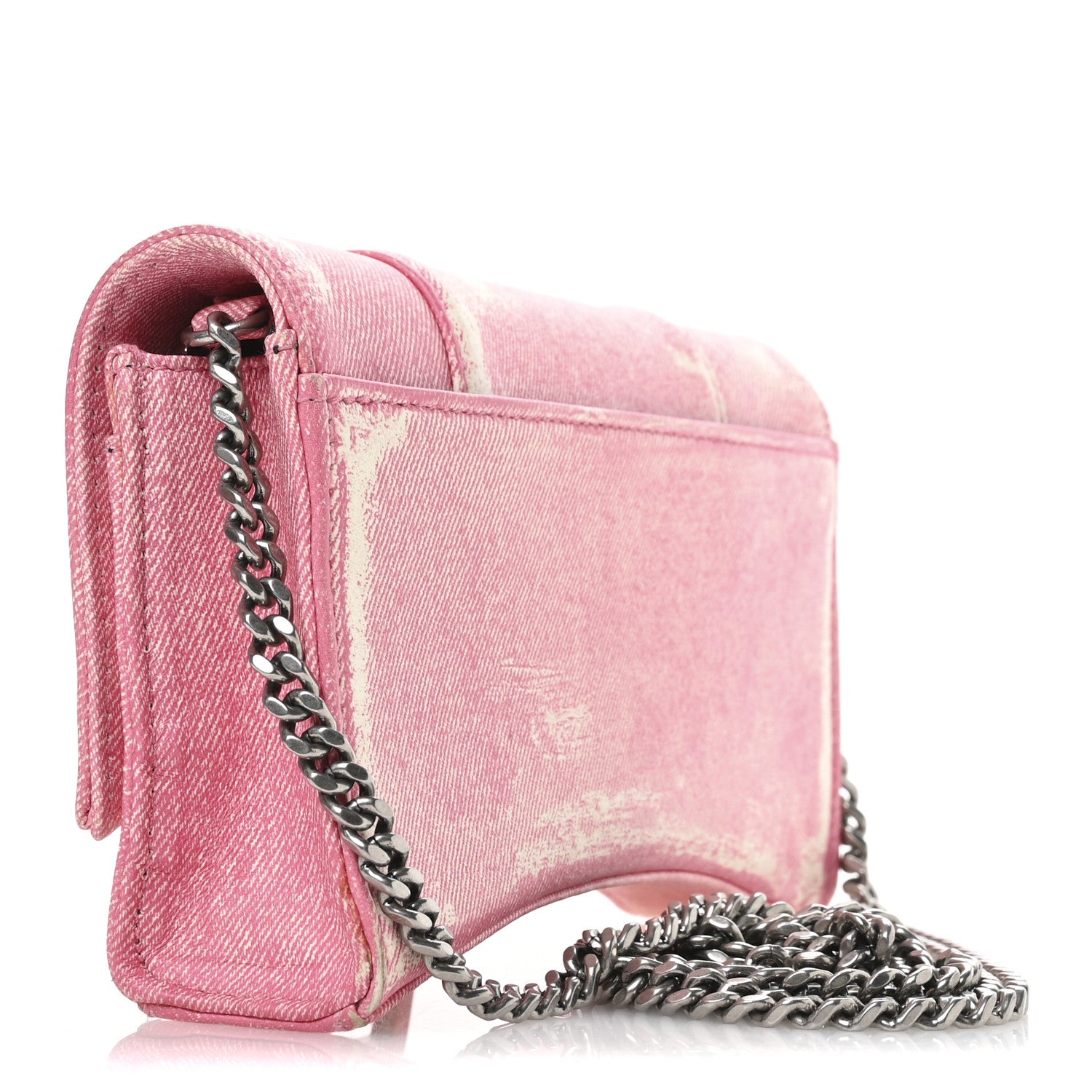 Balenciaga Nappa Denim Printed Hourglass Chain Bag Denim Pink 3 of 12