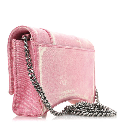 Balenciaga Nappa Denim Printed Hourglass Chain Bag Denim Pink 3 of 12