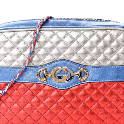 Gucci Laminated Nappa Trapuntata Small Zumi Shoulder Bag Rosso Marine Argento 11 of 11