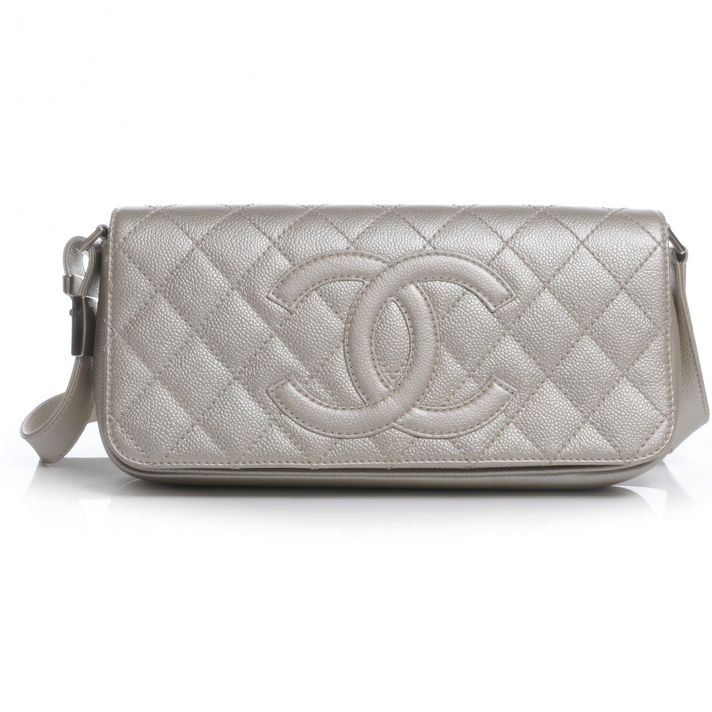 Caviar Quilted CC Shoulder Bag Pearl