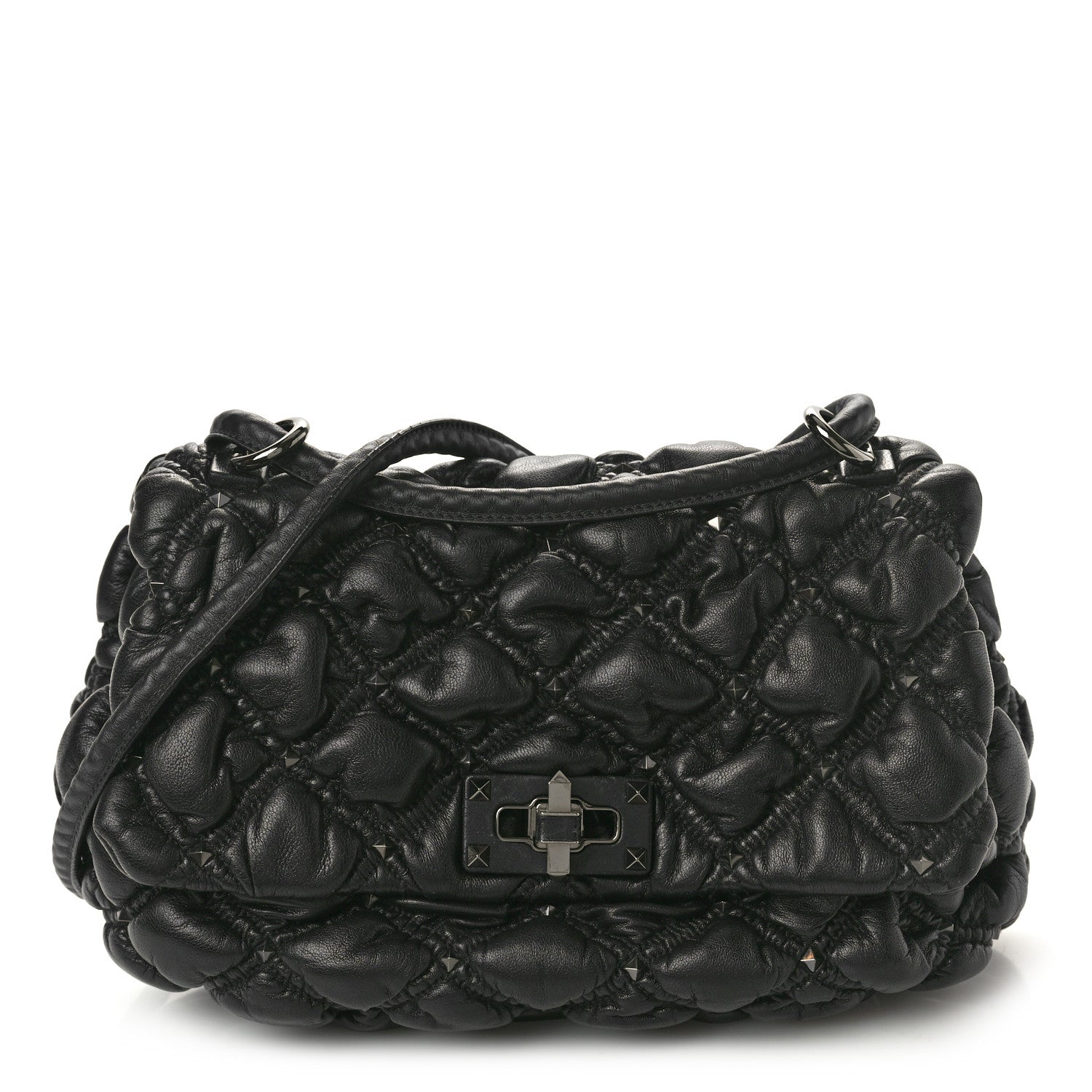 Valentino Garavani Nappa Medium Spikeme Shoulder Bag Black 1 of 9
