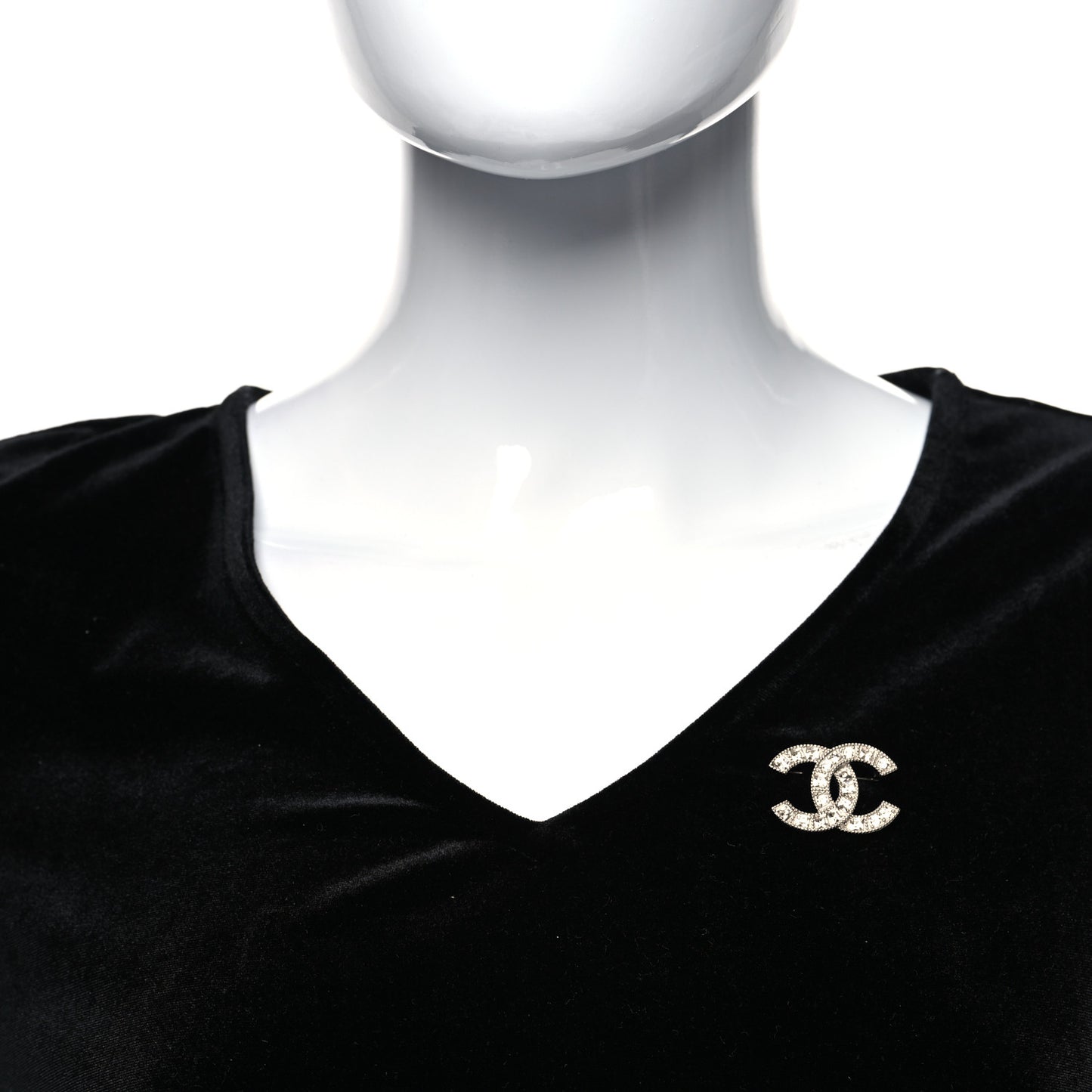 Crystal Baguette CC Mini Brooch Silver