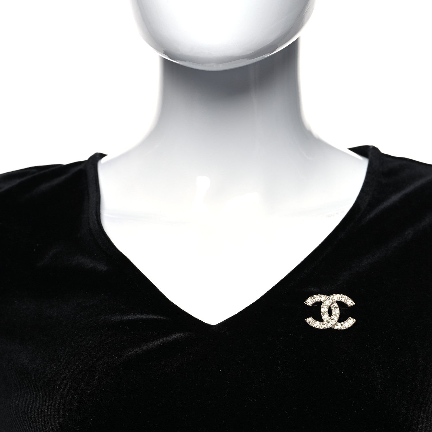 Chanel Crystal Baguette CC Mini Brooch Silver 2 of 4