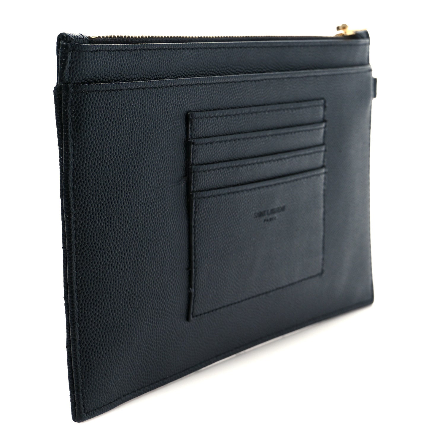 Saint Laurent Grain De Poudre Chevron Monogram Large Bill Pouch Black 5 of 18