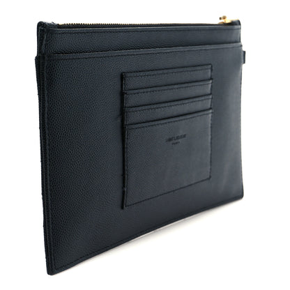 Saint Laurent Grain De Poudre Chevron Monogram Large Bill Pouch Black 5 of 18