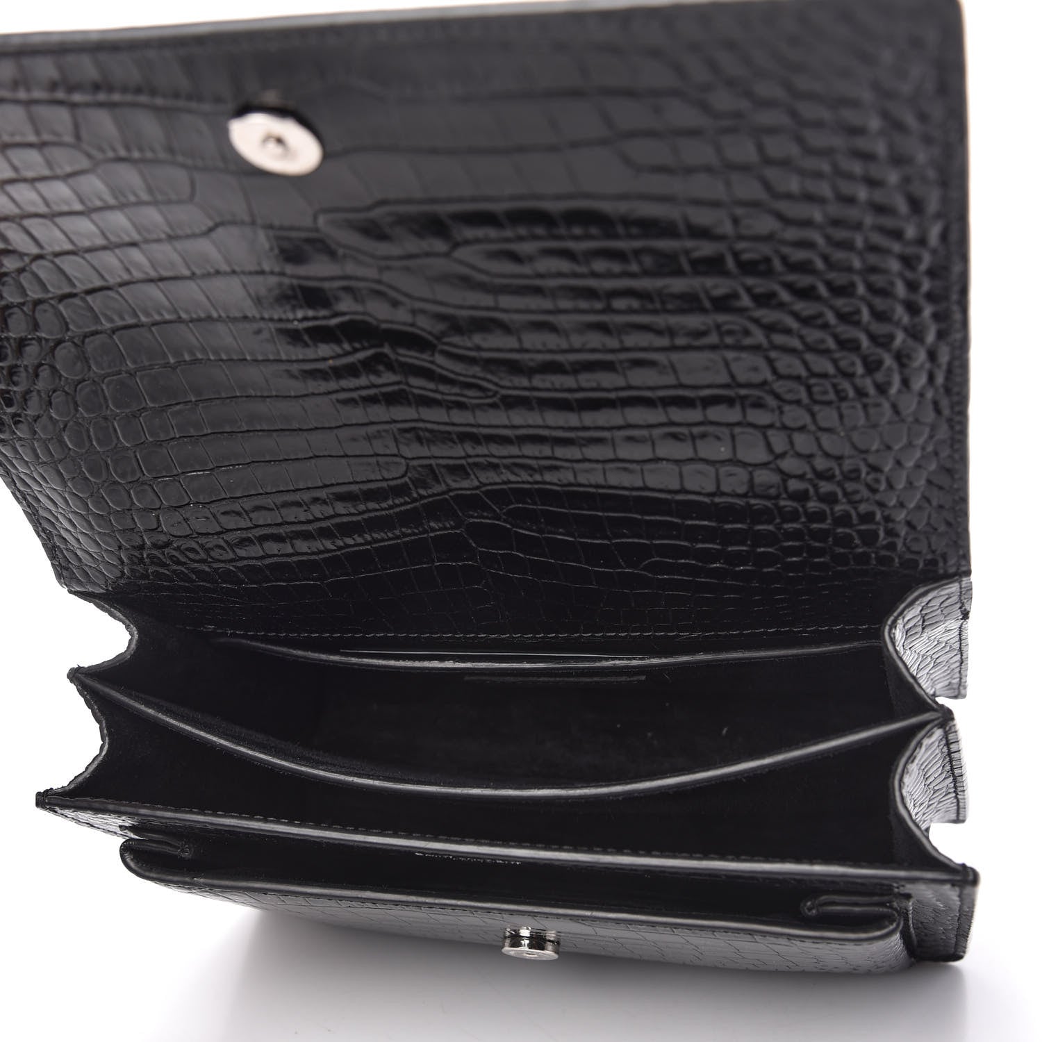 Saint Laurent Calfskin Crocodile Embossed Medium Monogram Sunset Black 5 of 10