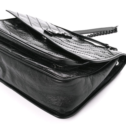 Saint Laurent Crinkled Calfskin Matelasse Monogram Medium Niki Chain Satchel Black 11 of 11