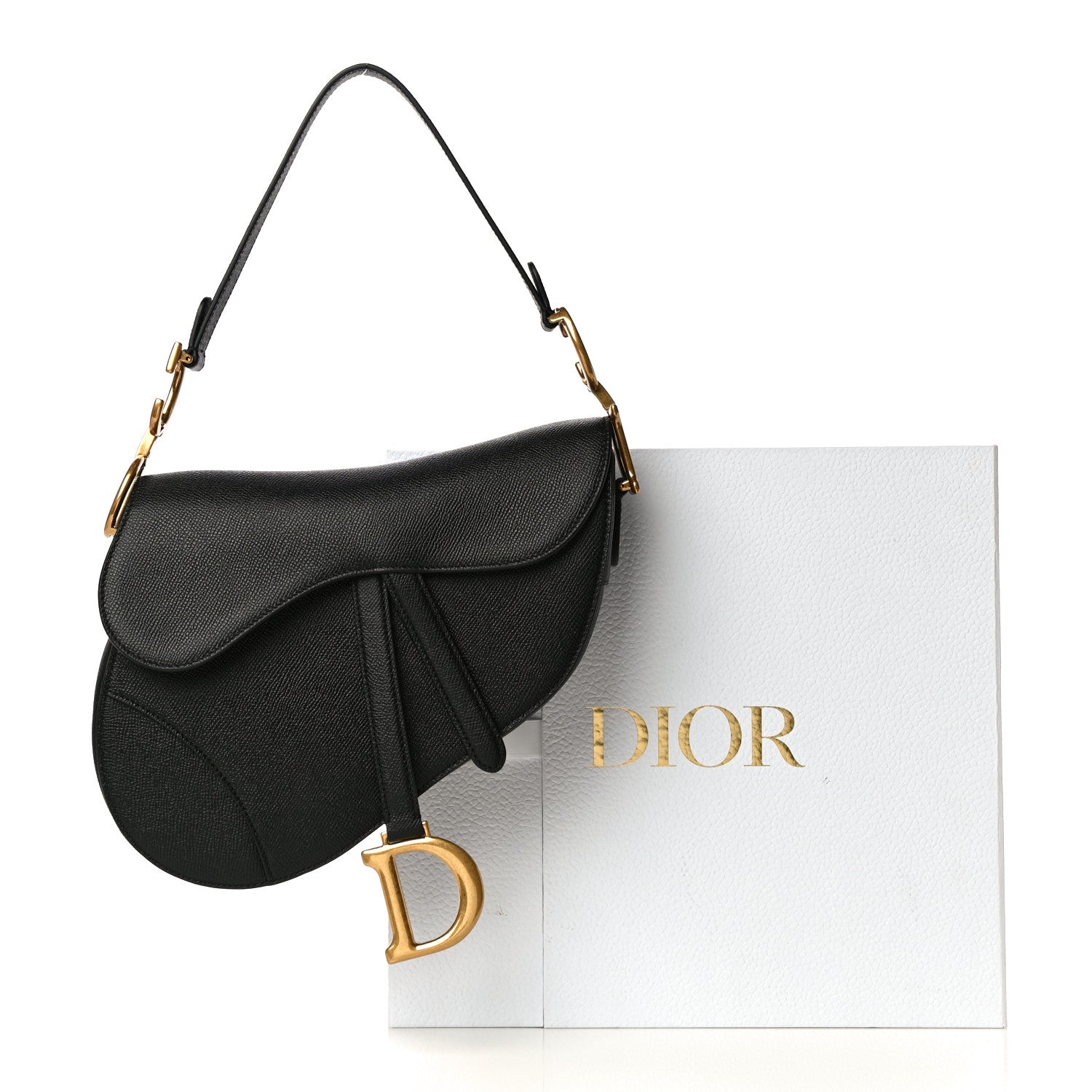 Christian Dior Grained Calfskin Saddle Bag Black 13 of 13