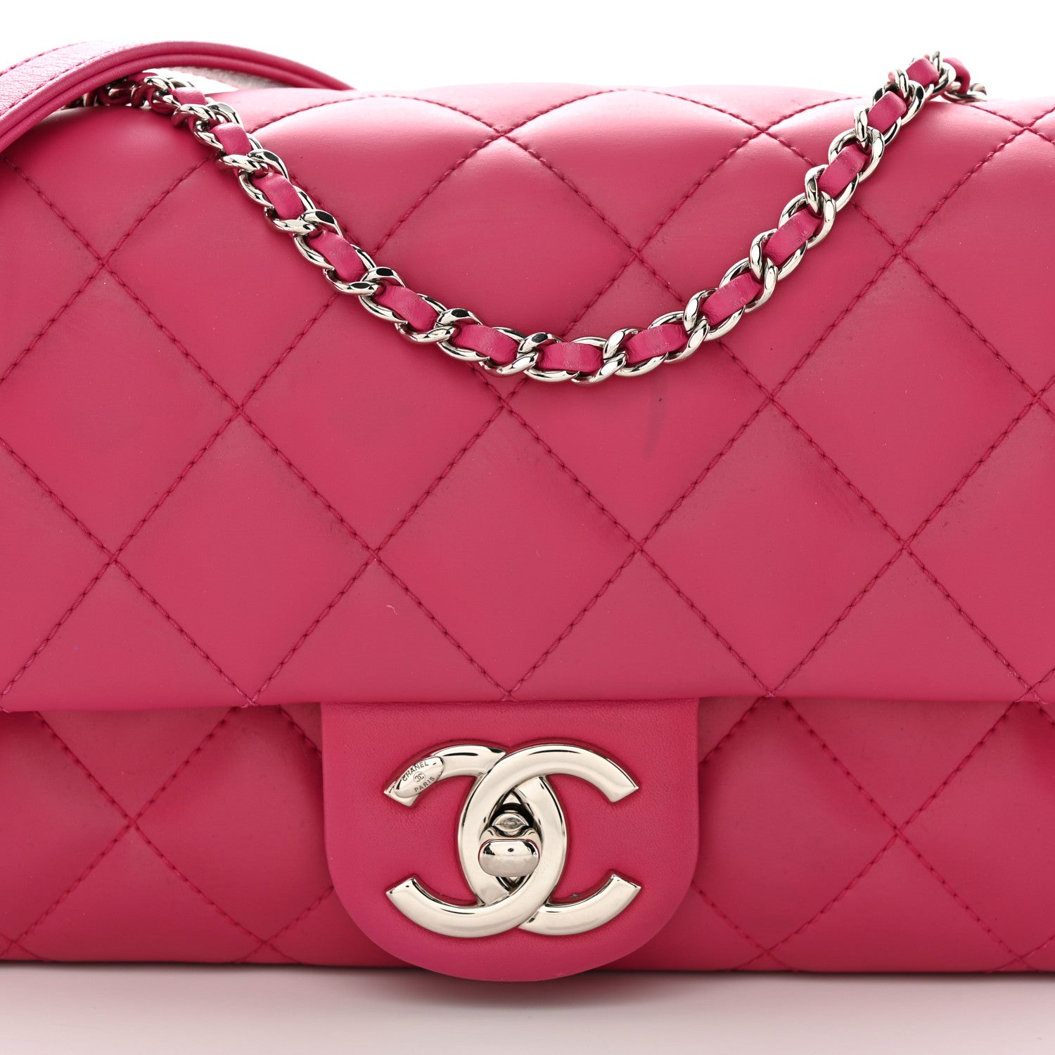 Chanel Rubber Quilted Lambskin Medium Coco Rain Flap Pink 9 of 12