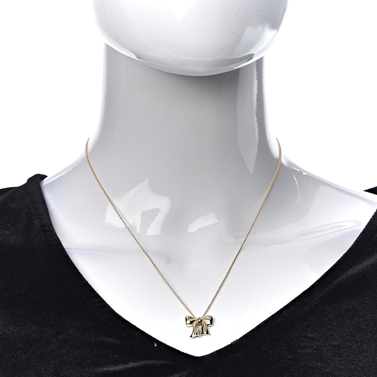 18K Yellow Gold Bow Pendant Necklace