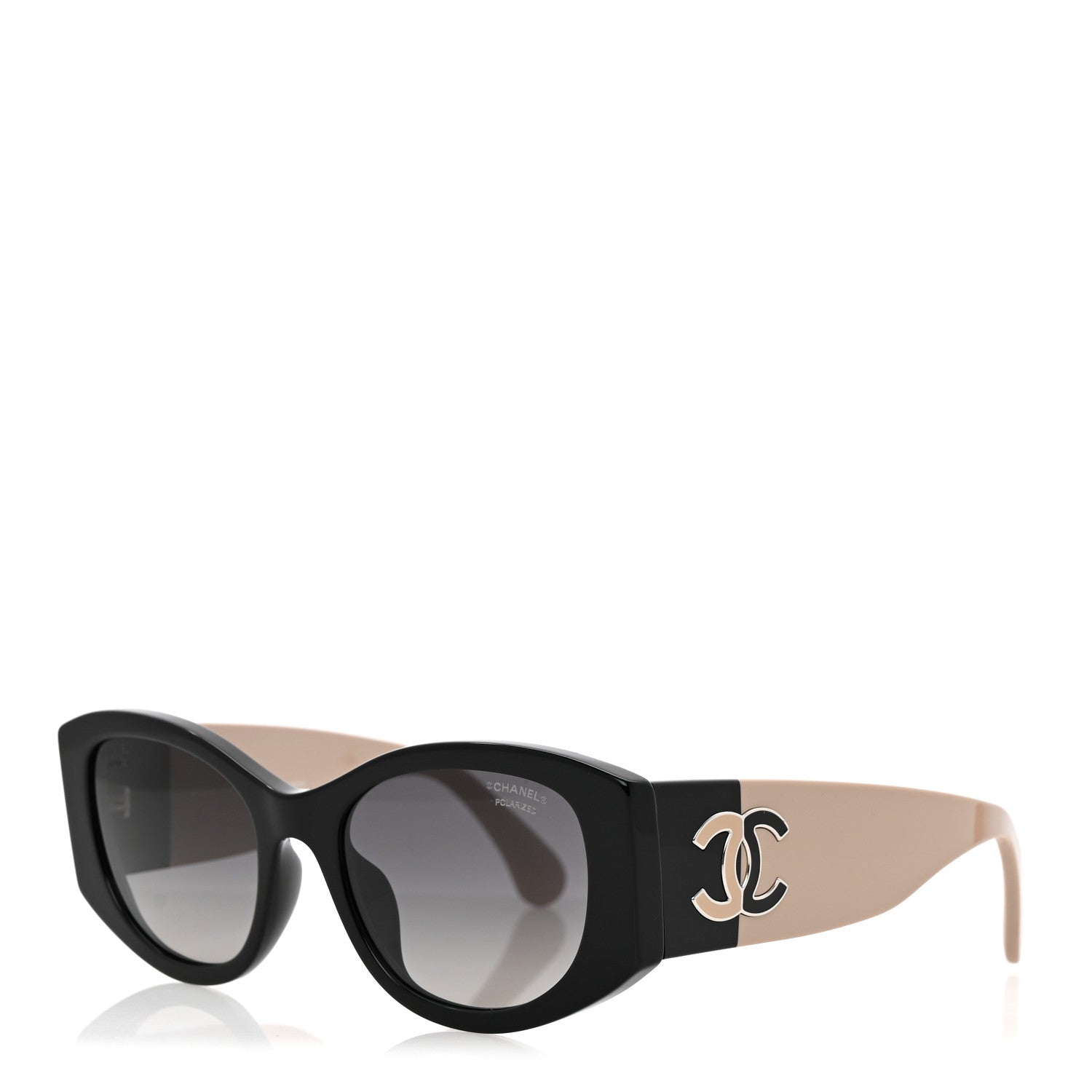 Chanel Acetate Polarized Rectangle Sunglasses 5524-A Black Beige 3 of 8