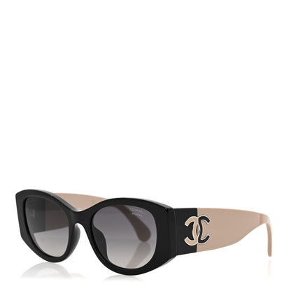 Chanel Acetate Polarized Rectangle Sunglasses 5524-A Black Beige 3 of 8