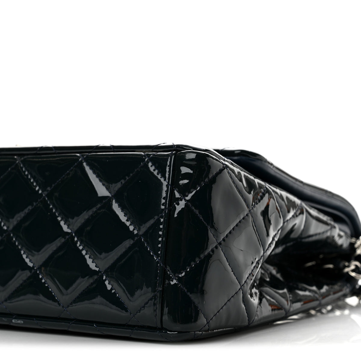 Chanel Patent Quilted Maxi Double Flap Navy Blue 10 of 12