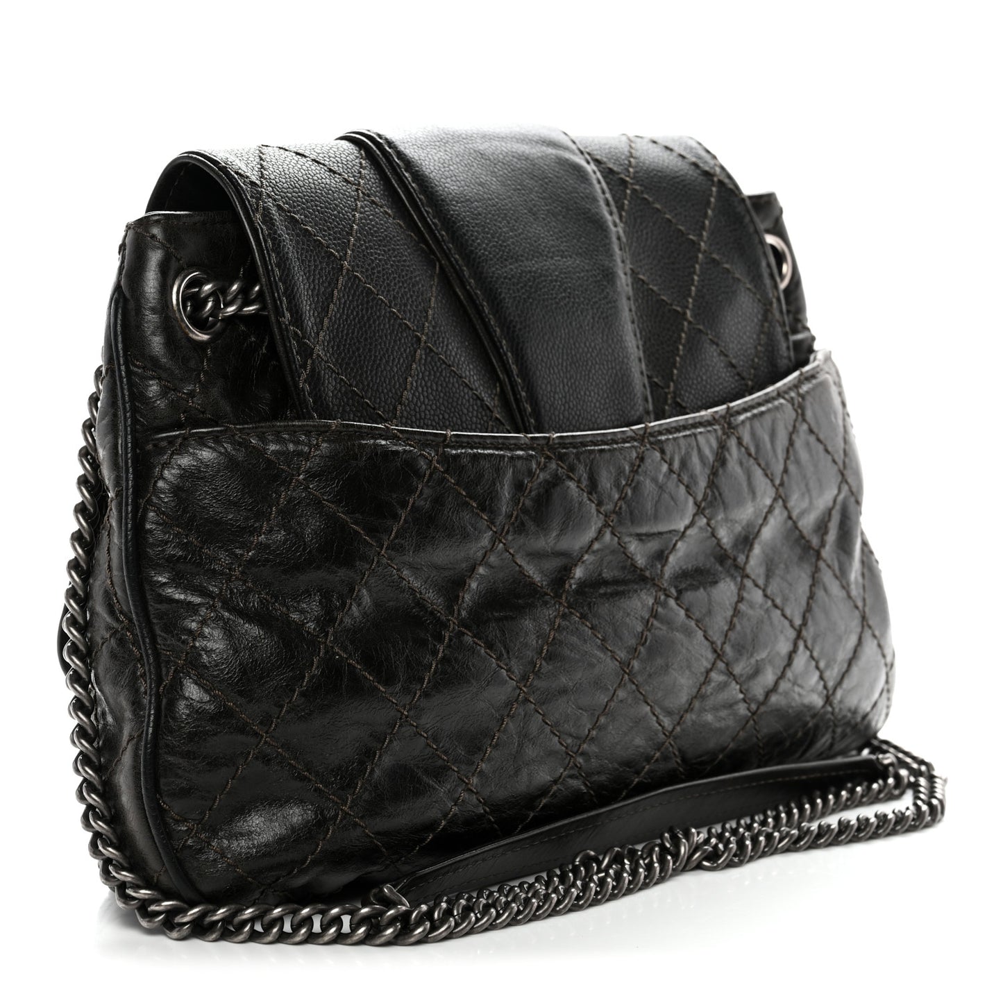 Caviar Aged Calfskin Medium Bubble Graphic Messenger Bag Grey