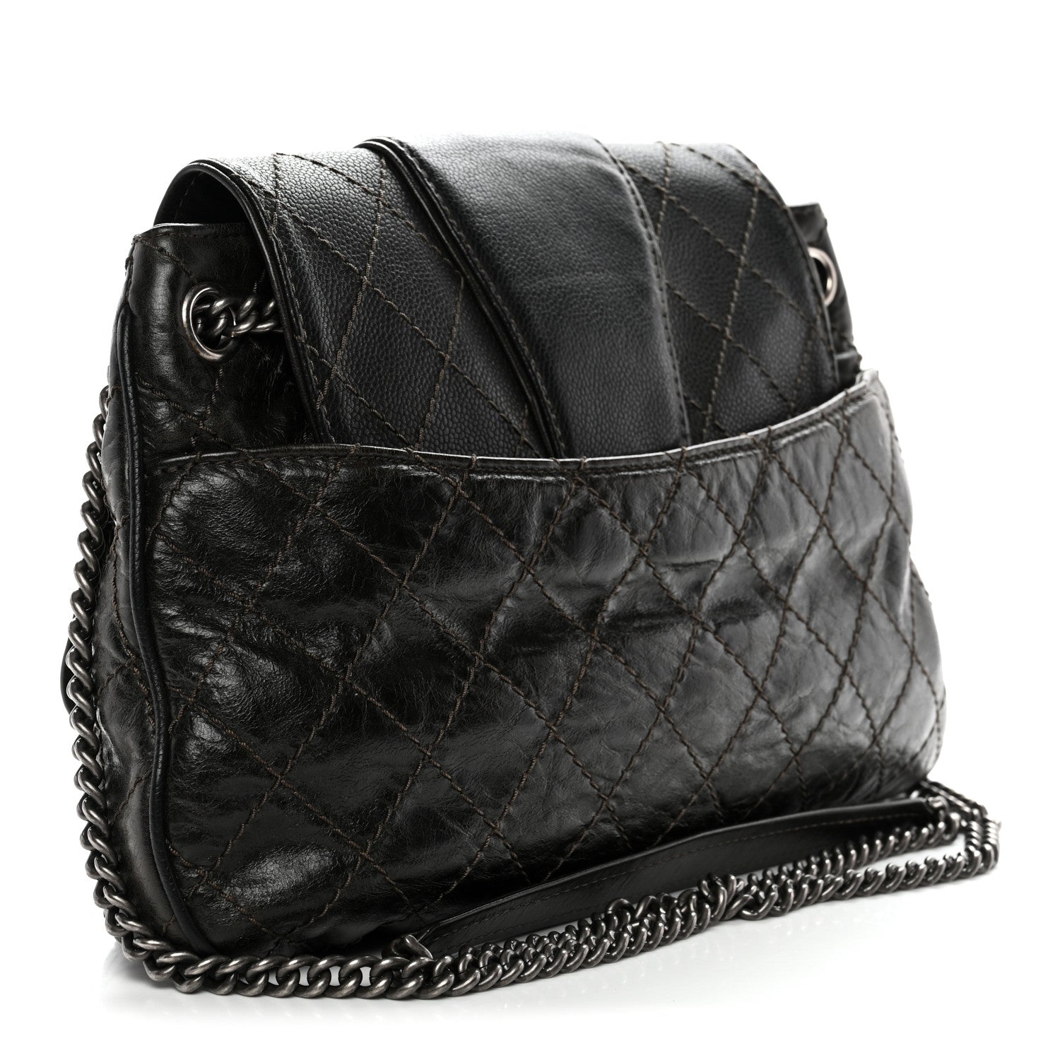 Chanel Caviar Aged Calfskin Medium Bubble Graphic Messenger Bag Grey 3 of 10
