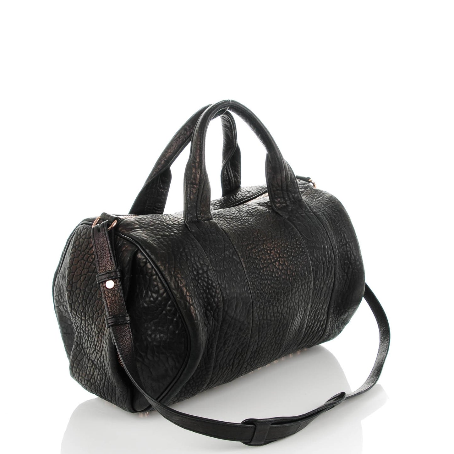 Pebbled Lambskin Rocco Black Rose Gold Hardware