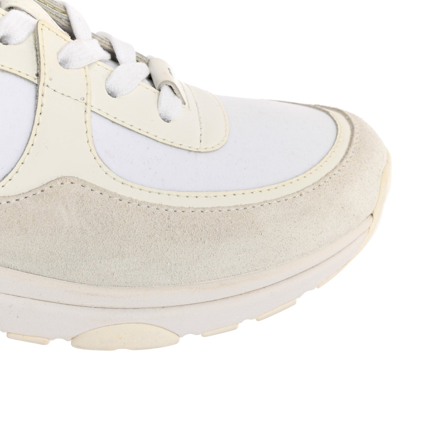 Suede Calfskin Fabric CC Sneakers 41 White