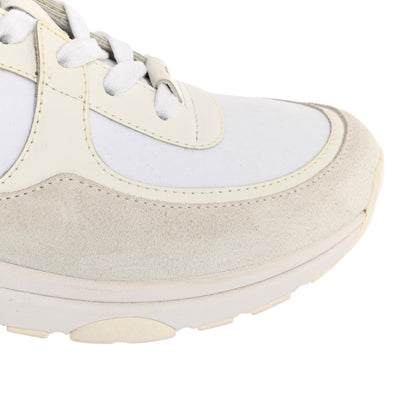 Chanel Suede Calfskin Fabric CC Sneakers 41 White 9 of 10