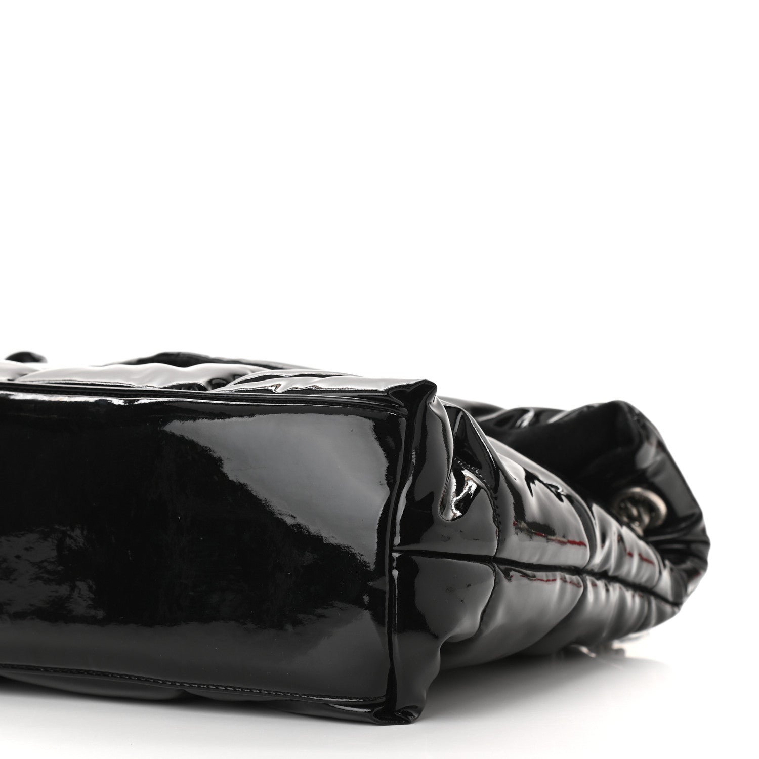 Saint Laurent Patent Lambskin Quilted Medium Loulou Puffer Monogram Chain Satchel Black 9 of 9