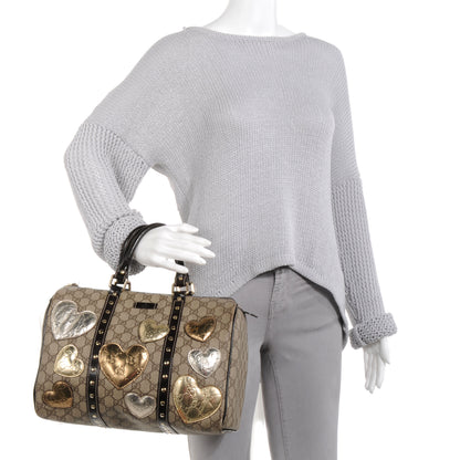 Gucci Monogram Guccissima Hearts Studded Medium Joy Boston Dark Brown 2 of 8