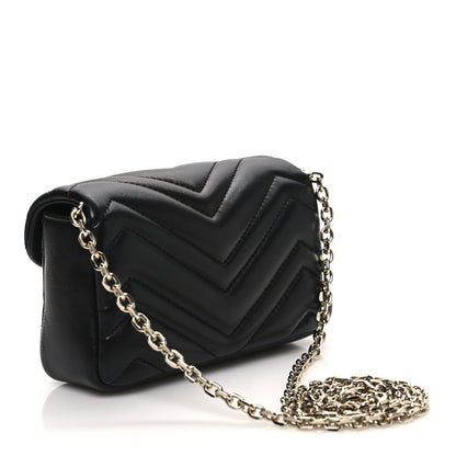 Gucci Lambskin Matelasse Mini GG Marmont Shoulder Bag Black 3 of 10