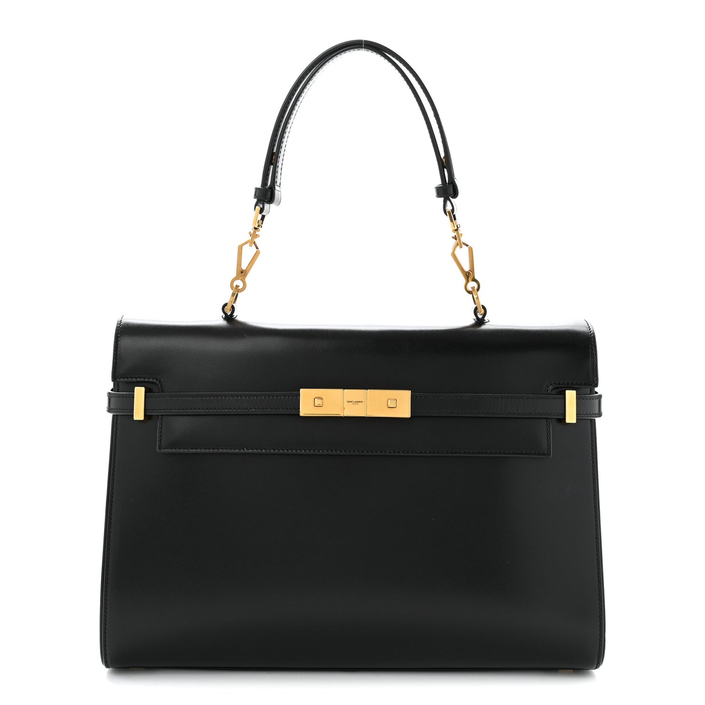 Smooth Calfskin Manhattan Top Handle Black