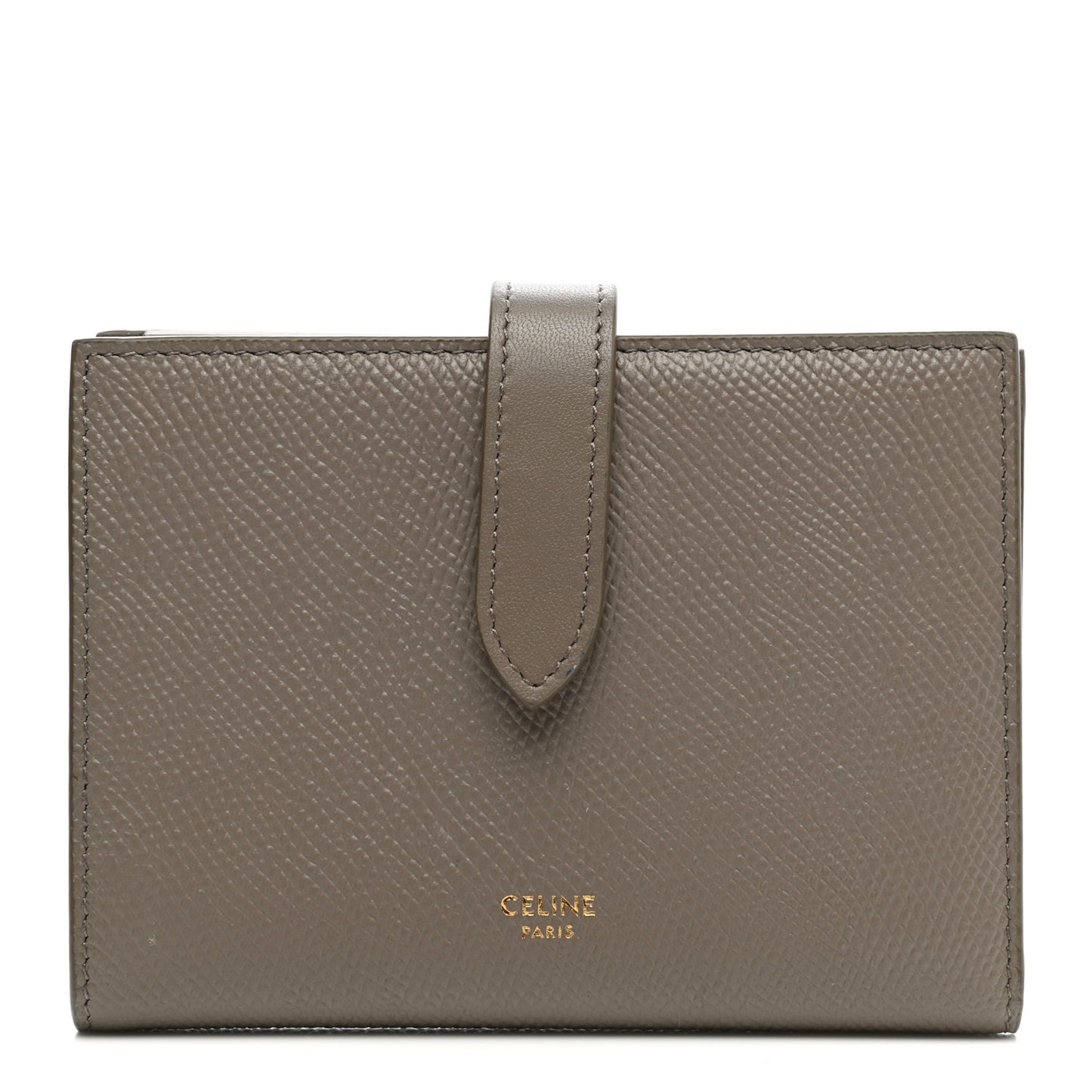 Grained Calfskin Medium Multifunction Strap Wallet Pebble