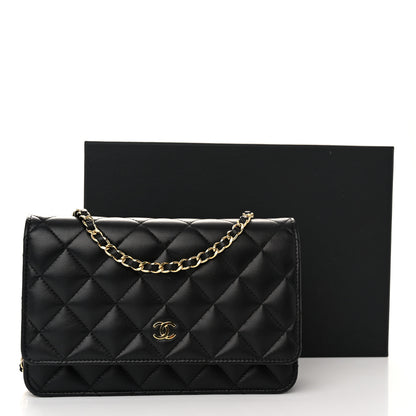 Chanel Lambskin Quilted Wallet On Chain WOC Black 12 of 12