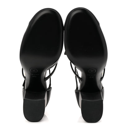 Chanel Lambskin Grosgrain Cap Toe Camellia Mary Jane Pumps 37 Black 6 of 10