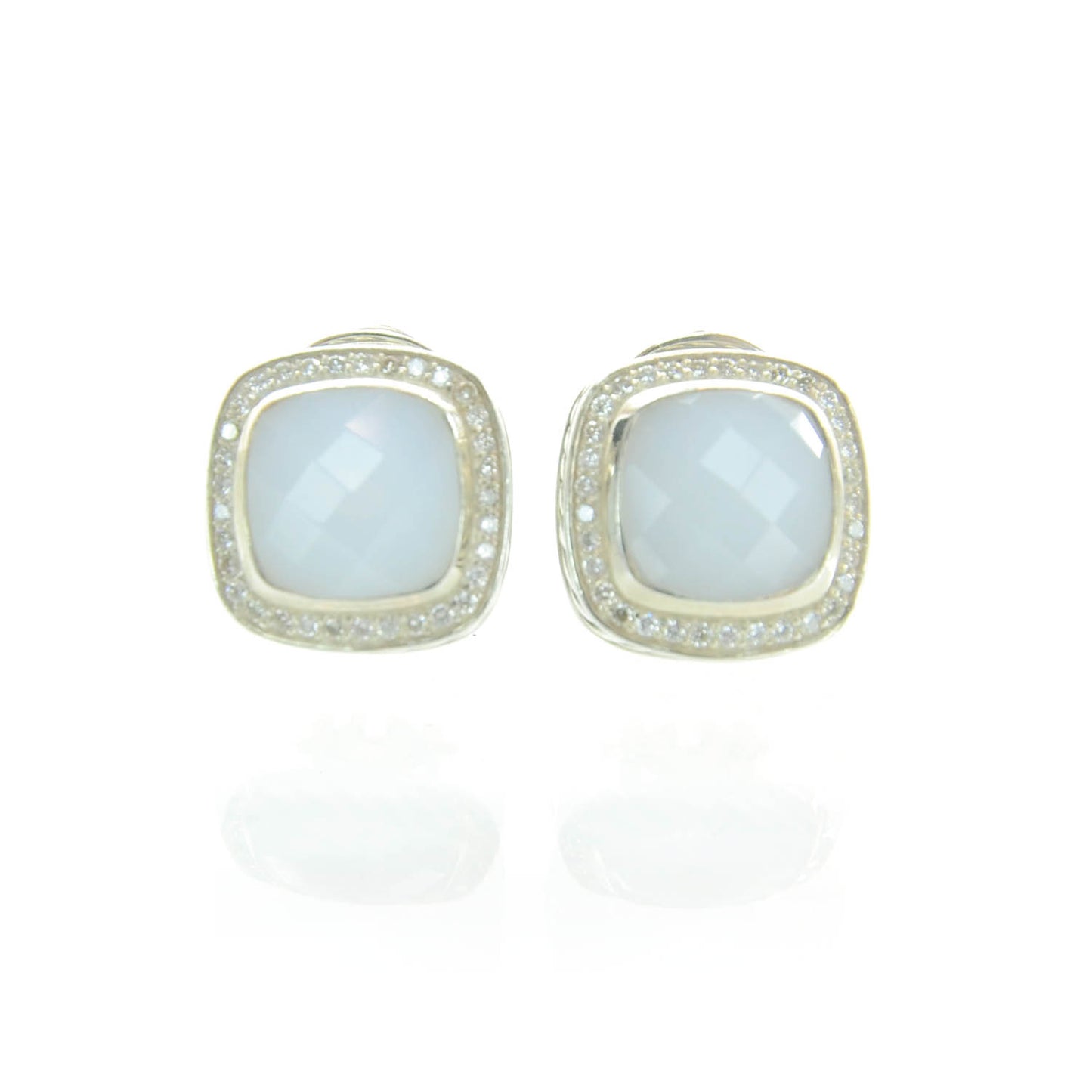 Sterling Silver Pave Diamond Mother of Pearl Albion Earrings