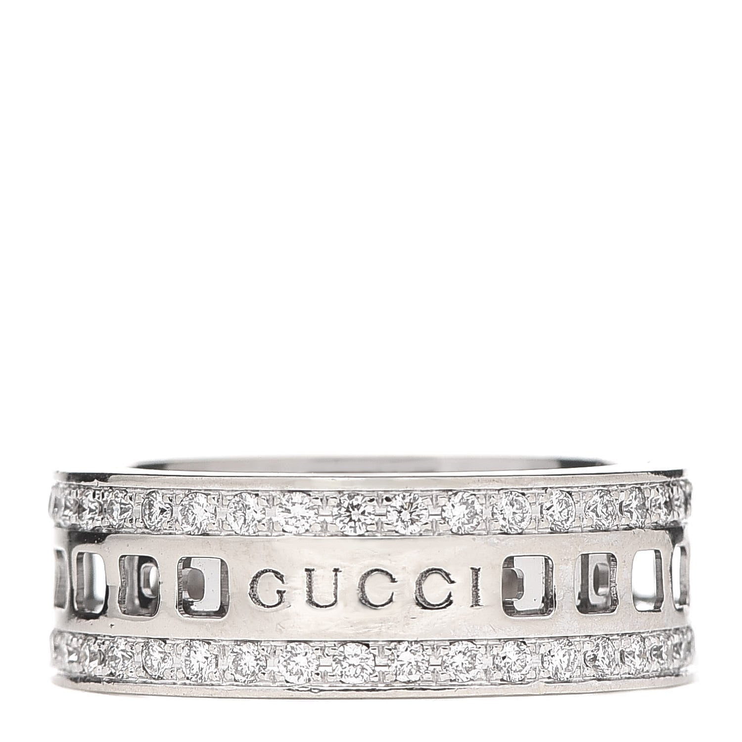 Gucci 18K White Gold Diamond Spinner Ring 53 6.25 1 of 5