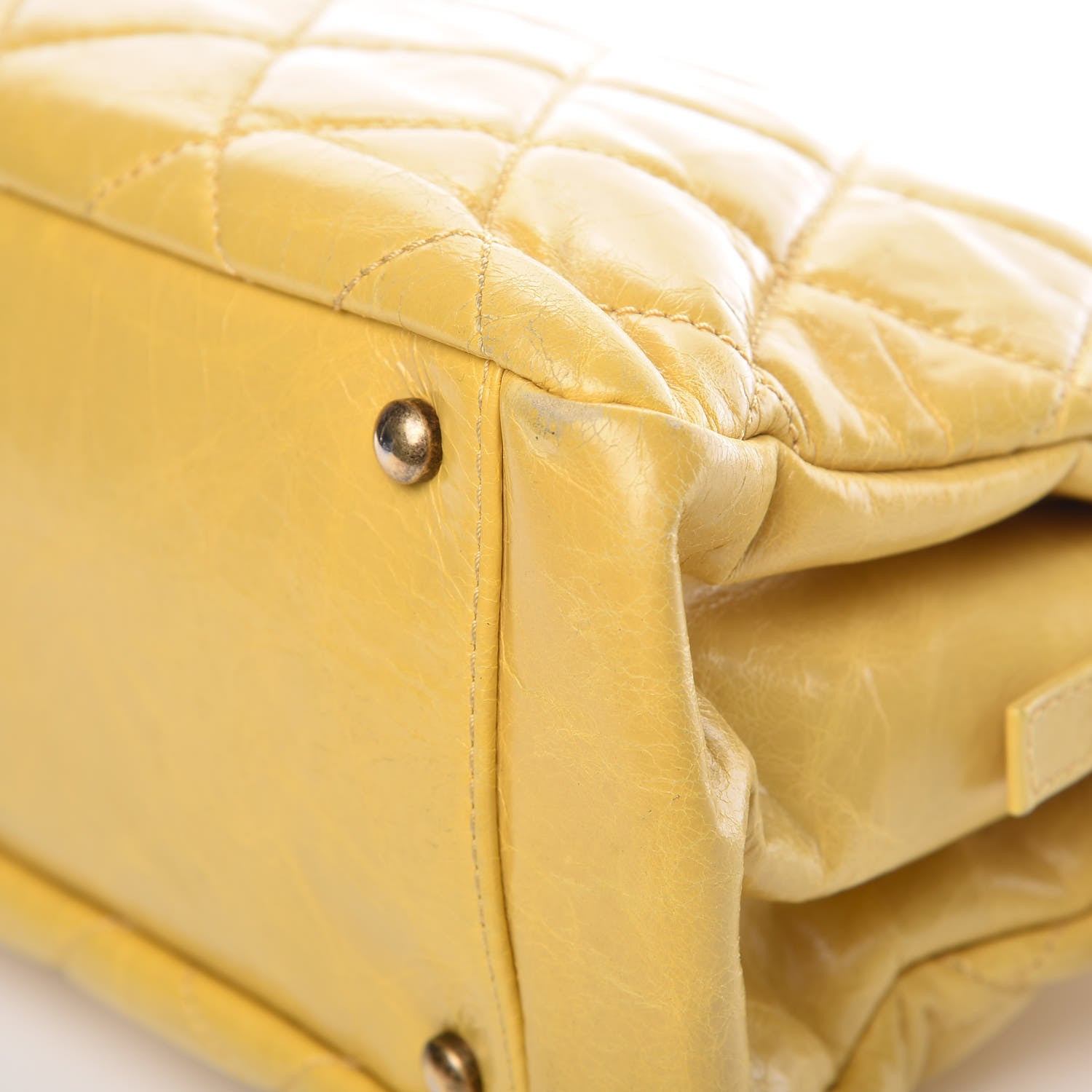 Chanel Glazed Calfskin Quilted Mademoiselle Bowling Tote Yellow 16 of 22