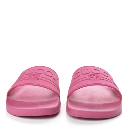 Gucci Rubber Logo Stamped Mens Slide Sandals 10 Fuchsia 2 of 8