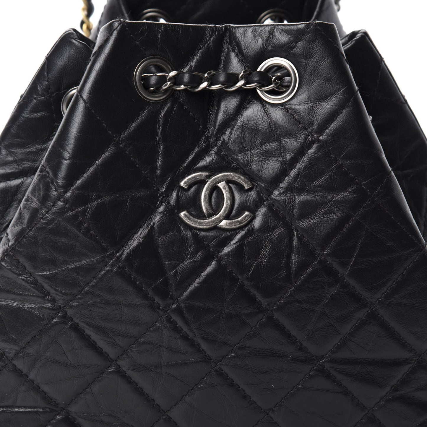 Aged Calfskin Quilted Small Gabrielle Backpack Black