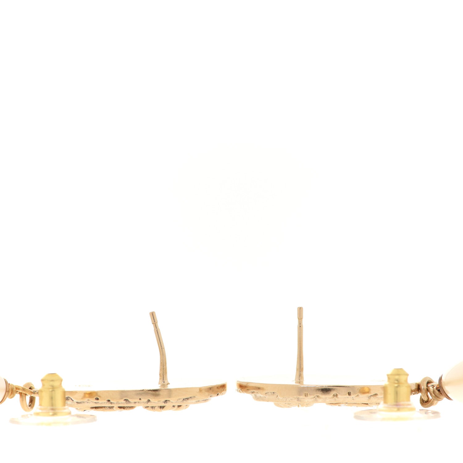 Chanel Crystal Pearl Crown CC Drop Earrings Gold 3 of 5