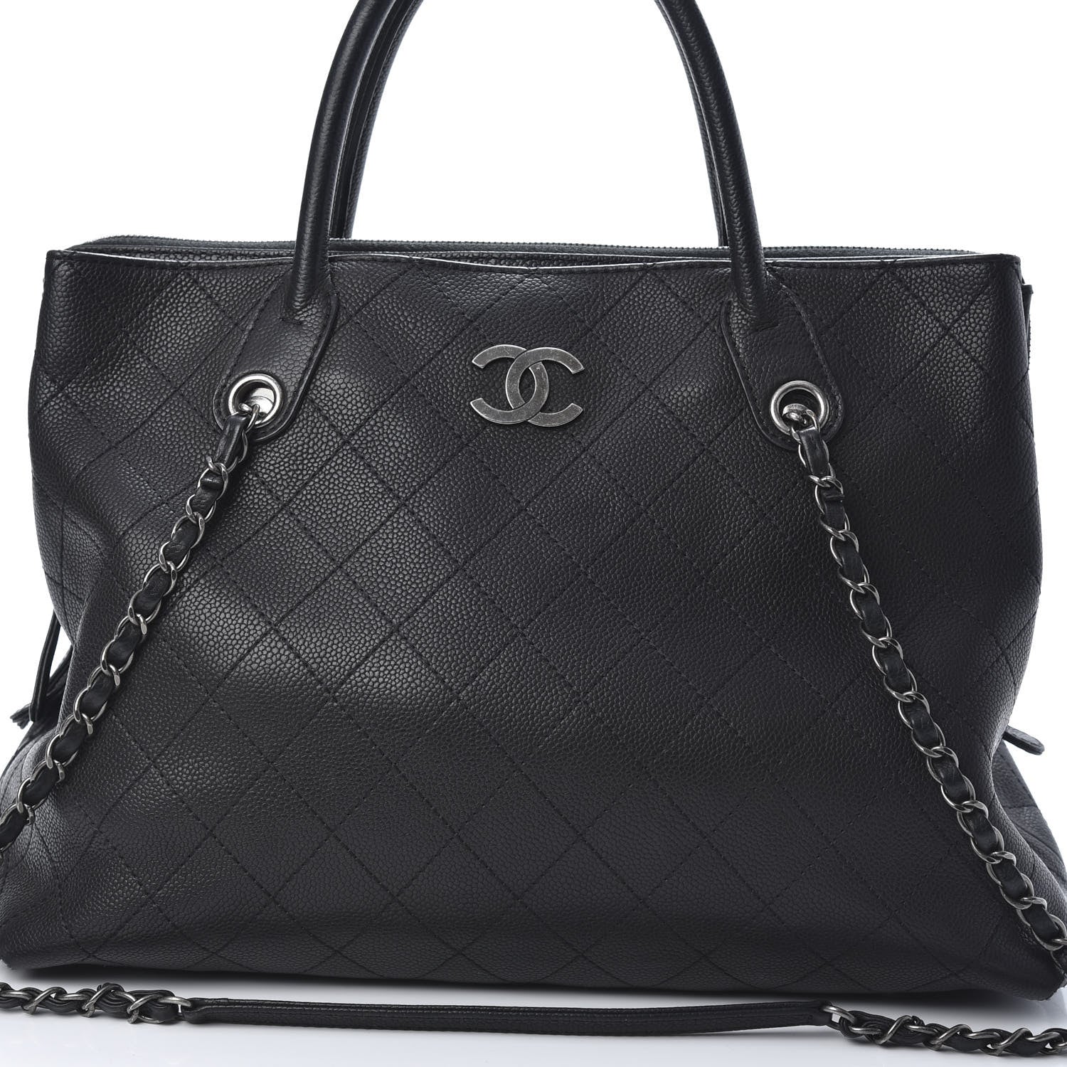 Chanel Grained Vegetal Calfskin Urban Shopping Tote Black 8 of 16