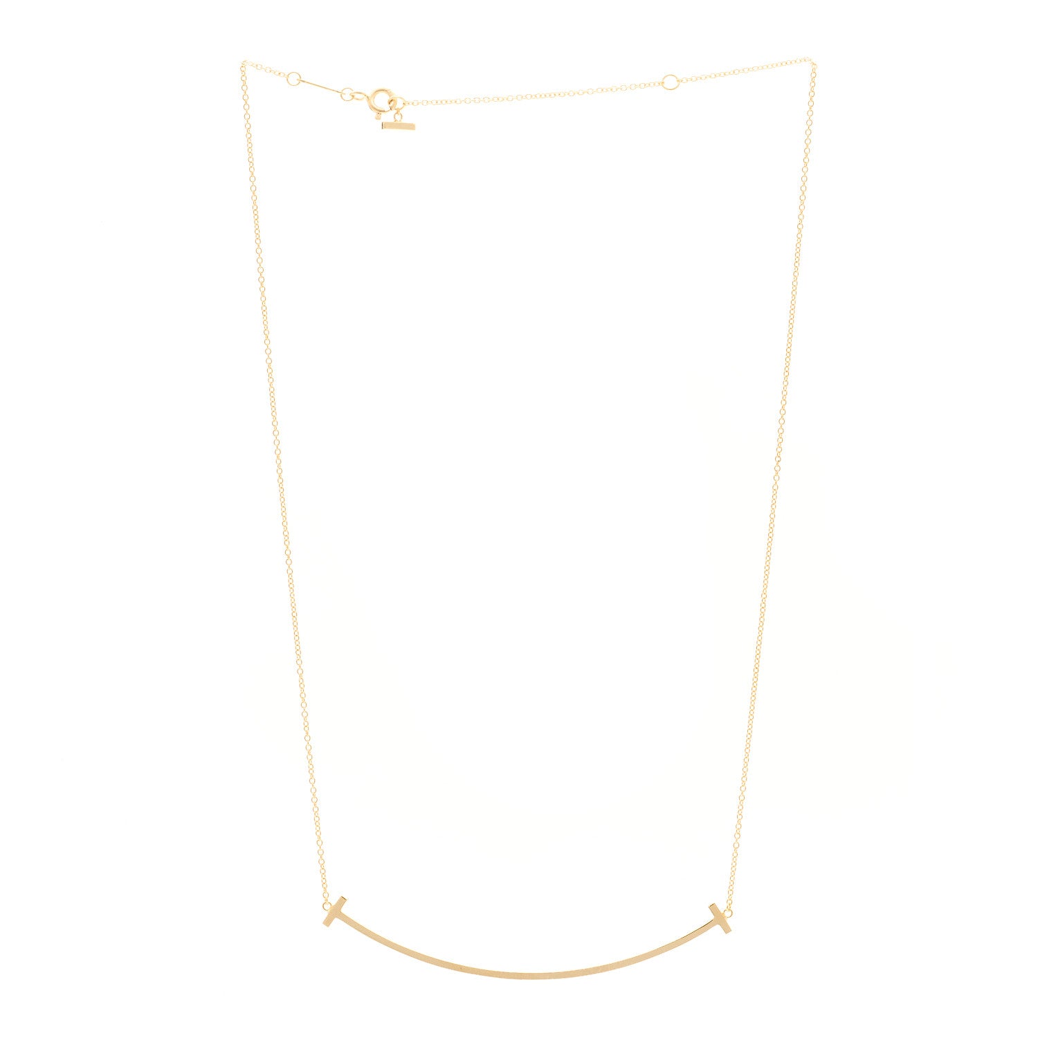 Tiffany 18K Yellow Gold Large T Smile Pendant Necklace 3 of 5