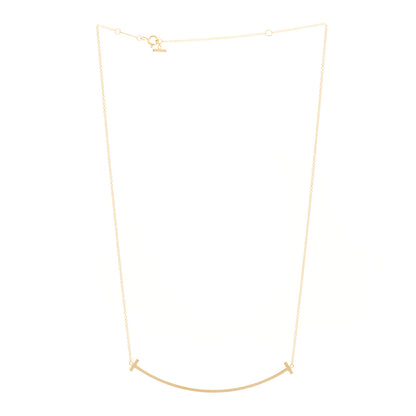 Tiffany 18K Yellow Gold Large T Smile Pendant Necklace 3 of 5